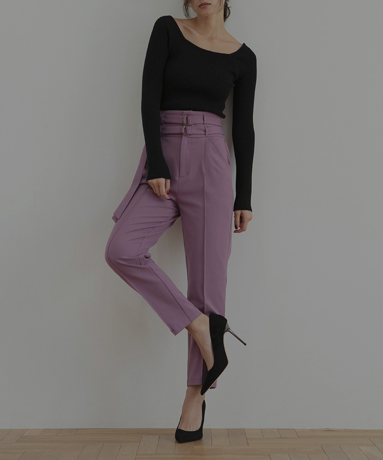W BELT TAPERED PANTS