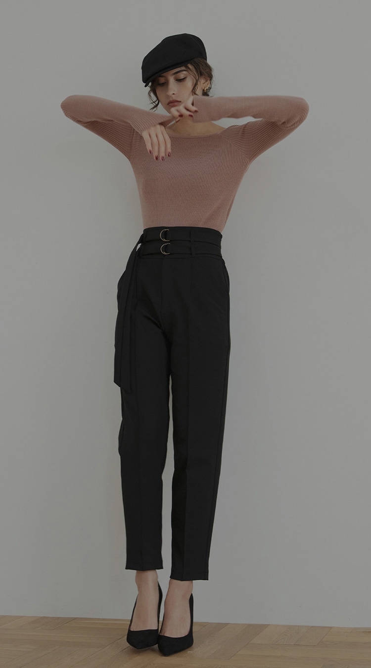 W BELT TAPERED PANTS