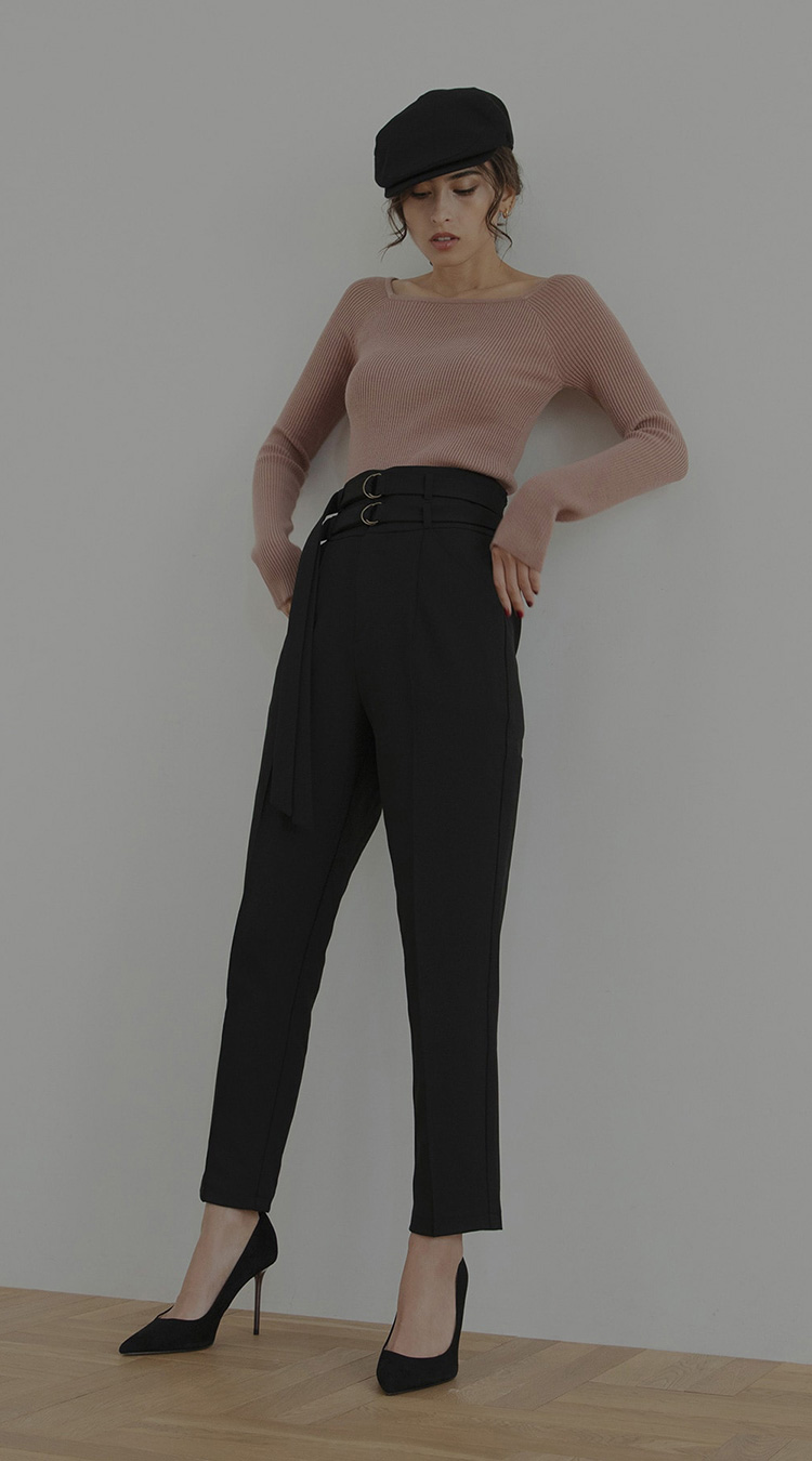 W BELT TAPERED PANTS