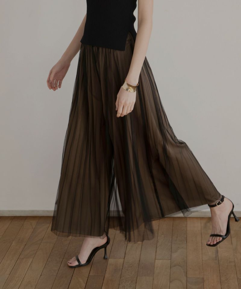 Tulle Layer Pleat Pants | MIELI INVARIANT