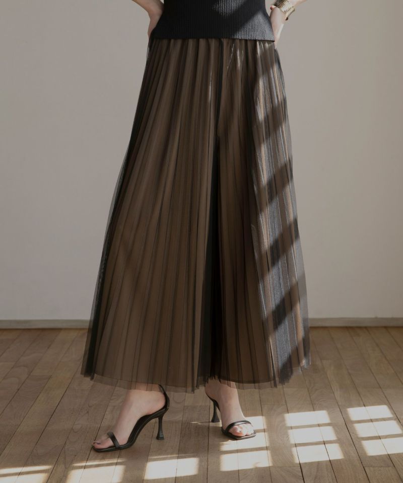 Tulle Layer Pleat Pants | MIELI INVARIANT