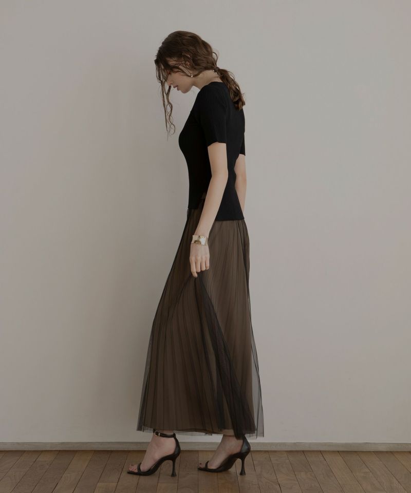 Tulle Layer Pleat Pants | MIELI INVARIANT