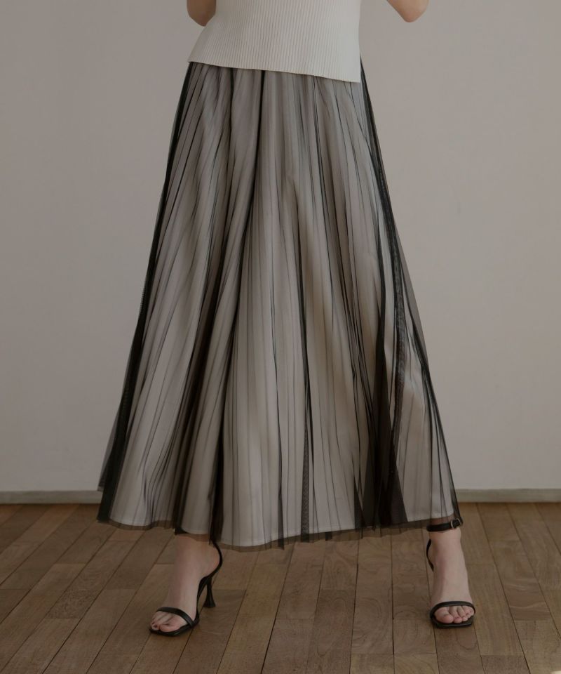 Tulle Layer Pleat Pants | MIELI INVARIANT