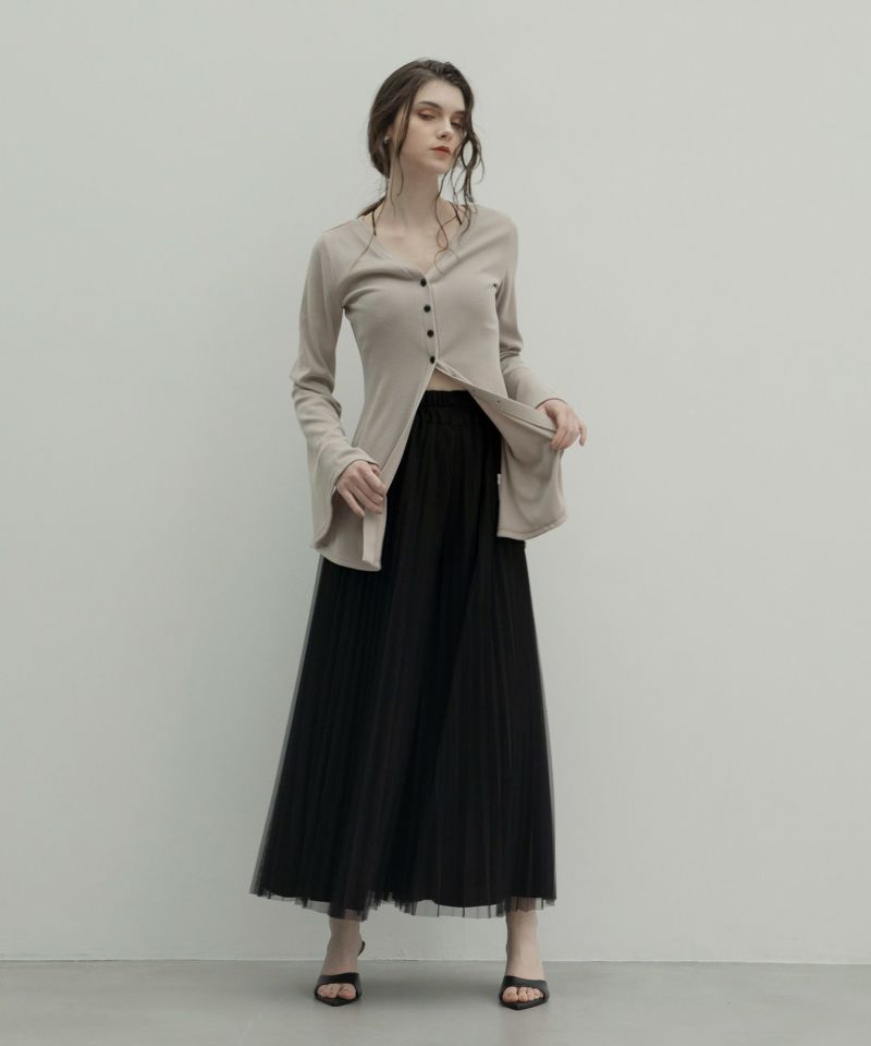 Tulle Layer Pleat Pants | MIELI INVARIANT