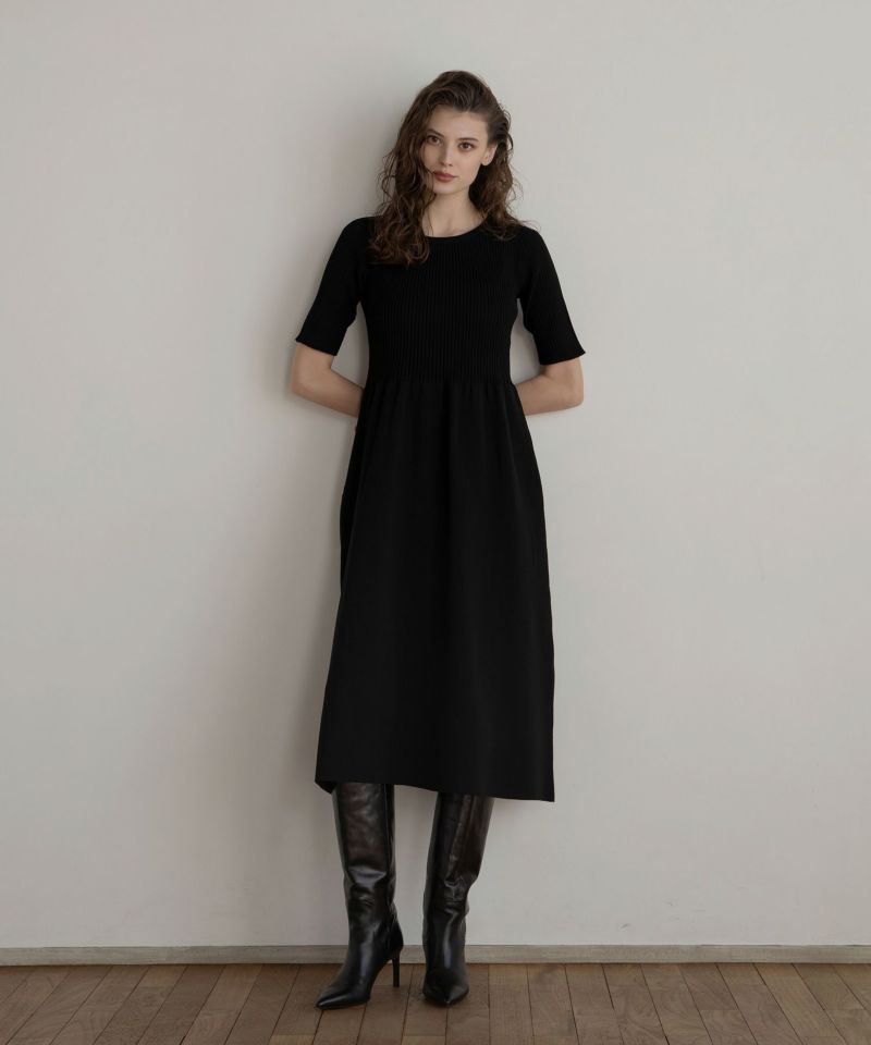 Rib Knit Flare Onepiece | MIELI INVARIANT