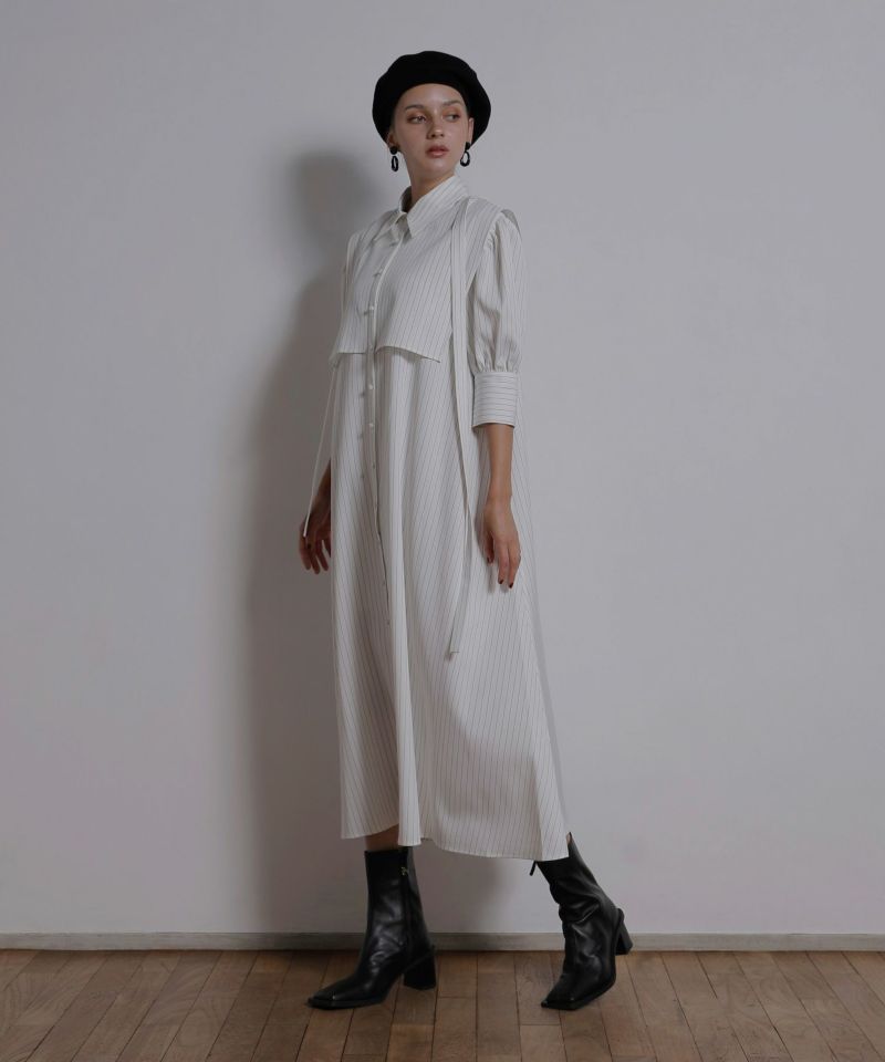 季節感春夏秋冬Cape Layer Shirts Dress ケープレイヤーシャツドレス