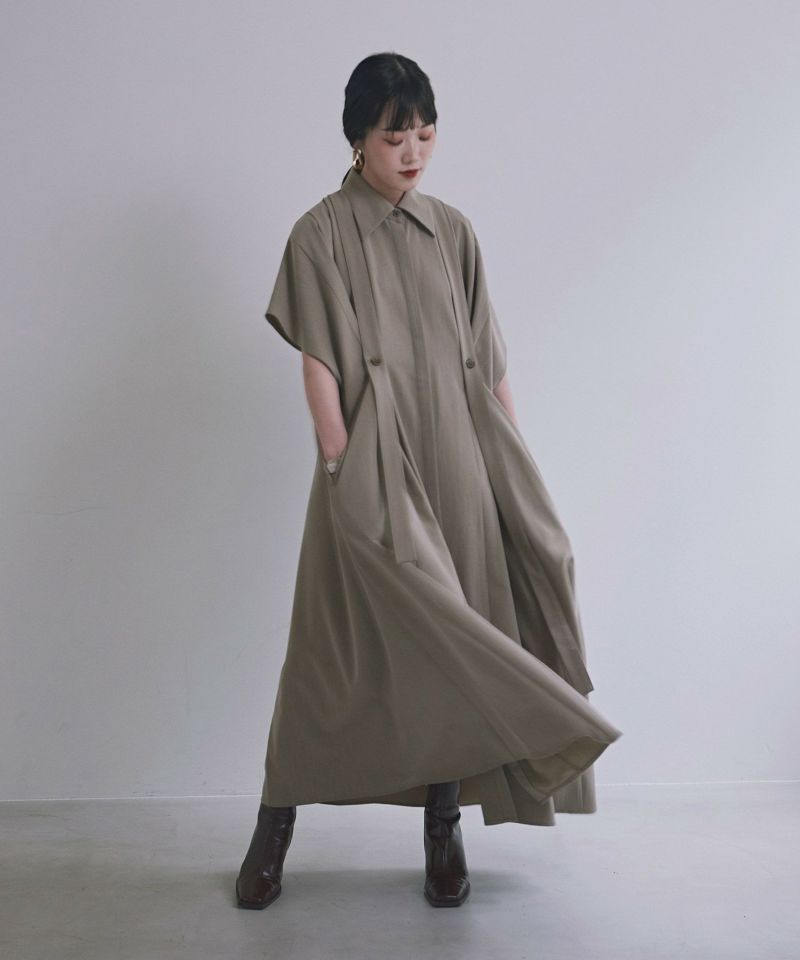 YUKKO SPECIAL COLLABORATION】WIDE TUCK SHIRT DRESS | MIELI INVARIANT