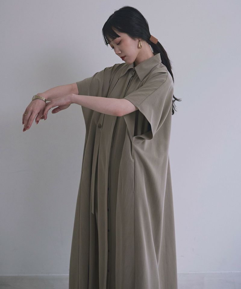 YUKKO SPECIAL COLLABORATION】WIDE TUCK SHIRT DRESS | MIELI INVARIANT