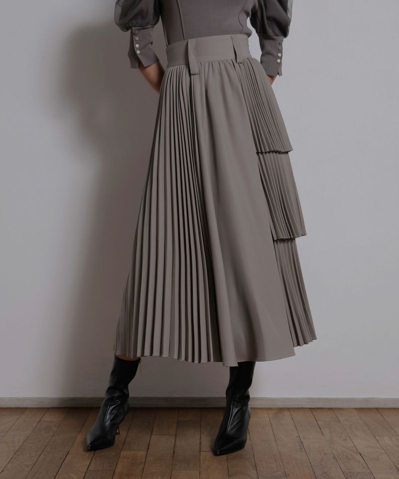 YUKKO SPECIAL COLLABORATION】STEP PLEAT TIERED SKIRT | MIELI INVARIANT