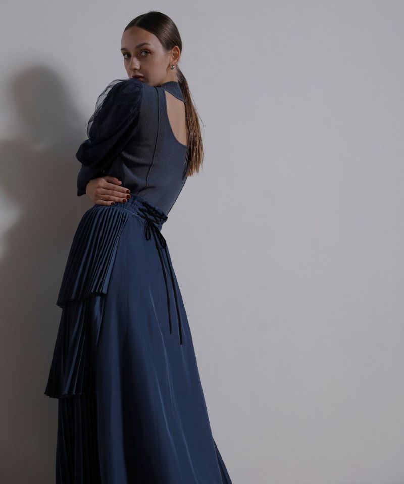 YUKKO SPECIAL COLLABORATION】STEP PLEAT TIERED SKIRT | MIELI INVARIANT