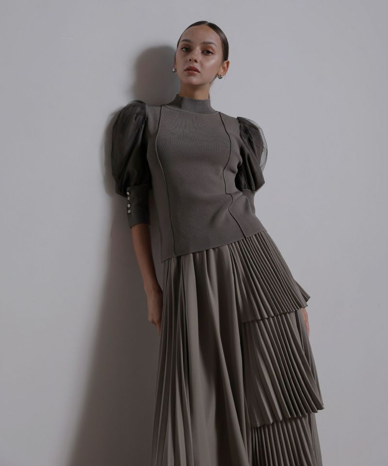 YUKKO SPECIAL COLLABORATION】STEP PLEAT TIERED SKIRT | MIELI INVARIANT