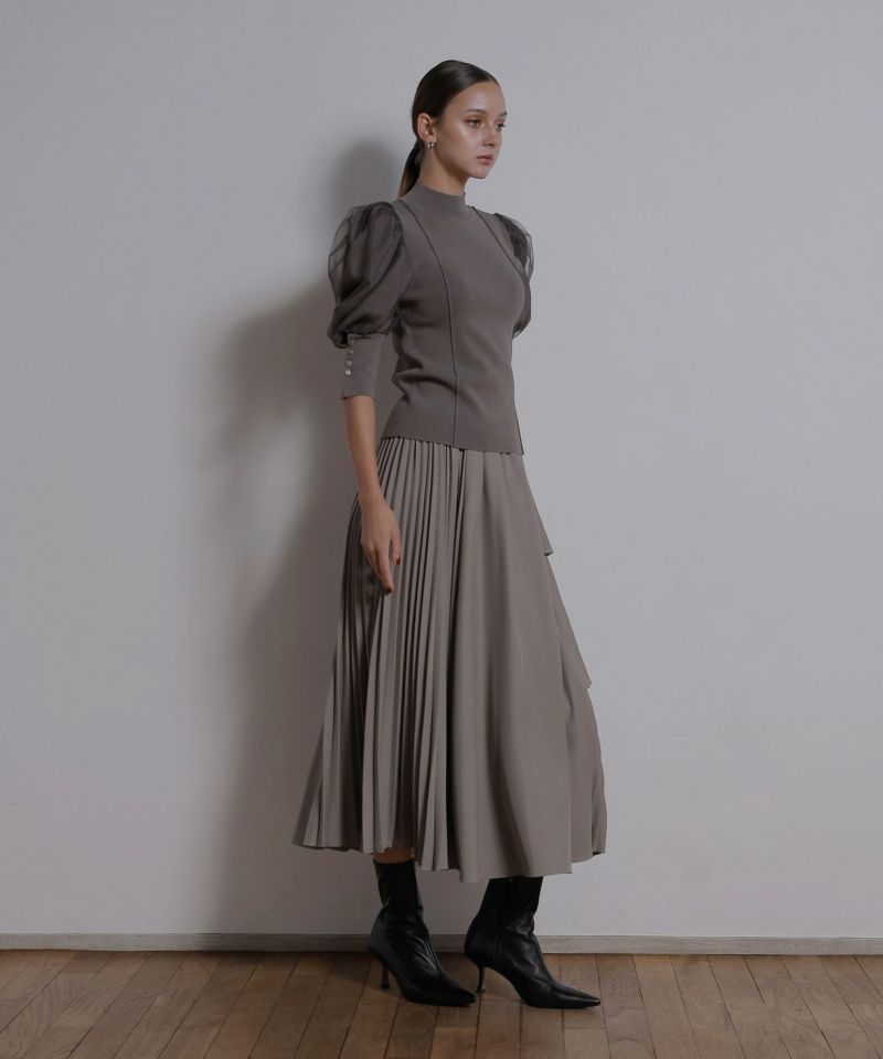 YUKKO SPECIAL COLLABORATION】STEP PLEAT TIERED SKIRT | MIELI INVARIANT