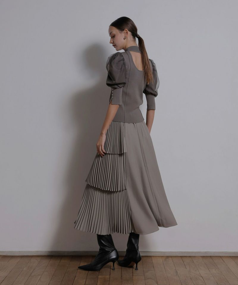 YUKKO SPECIAL COLLABORATION】STEP PLEAT TIERED SKIRT | MIELI INVARIANT