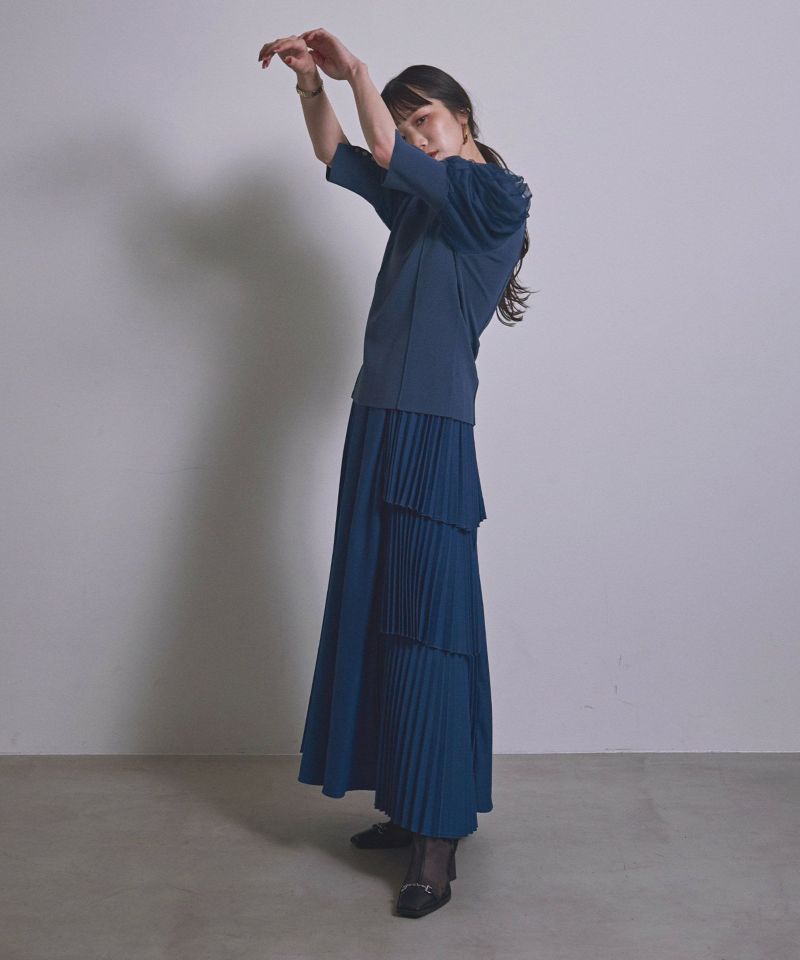 YUKKO SPECIAL COLLABORATION】STEP PLEAT TIERED SKIRT | MIELI INVARIANT