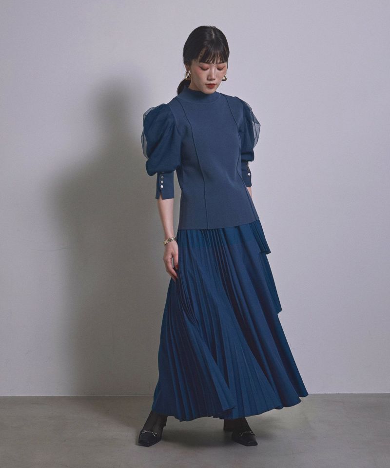 YUKKO SPECIAL COLLABORATION】BACK OPEN PUFF KNIT TOP | MIELI