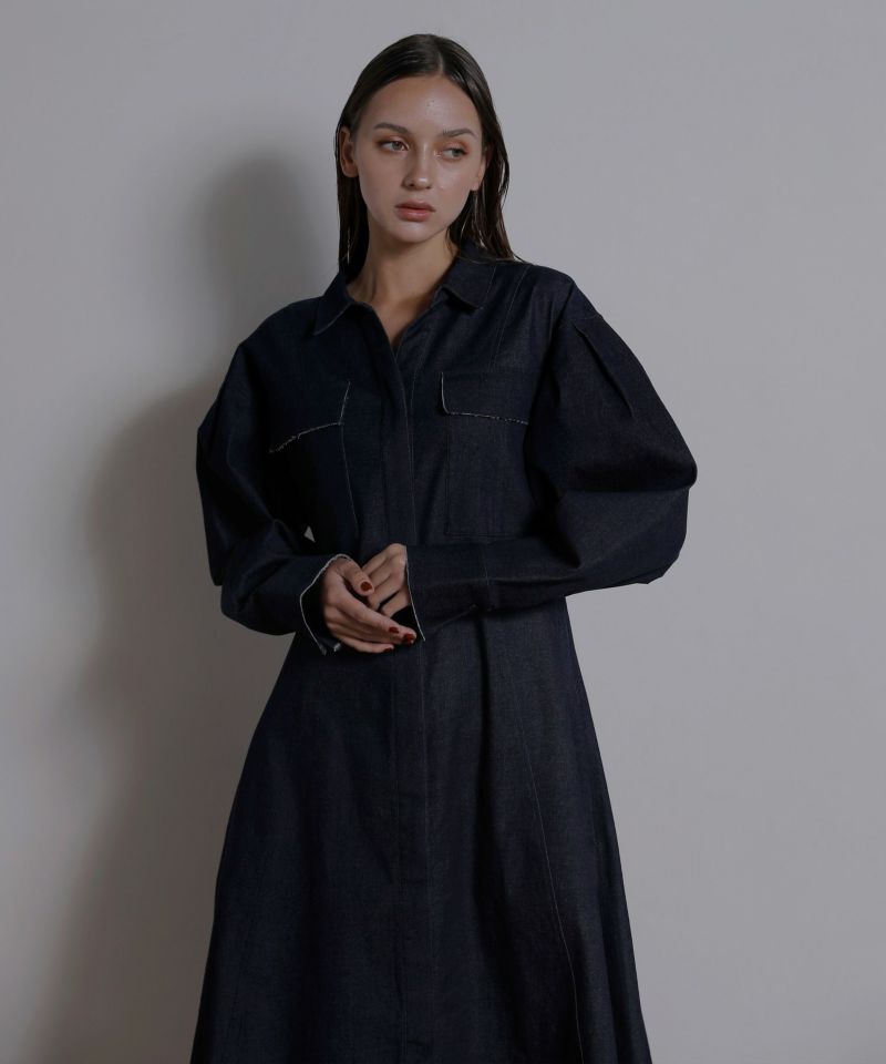 Denim Tuck Dress | MIELI INVARIANT