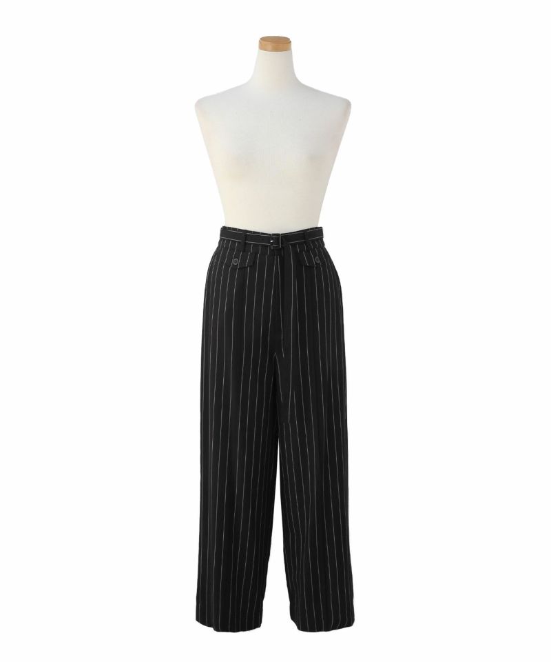 Pinstripe Belt Slacks | MIELI INVARIANT