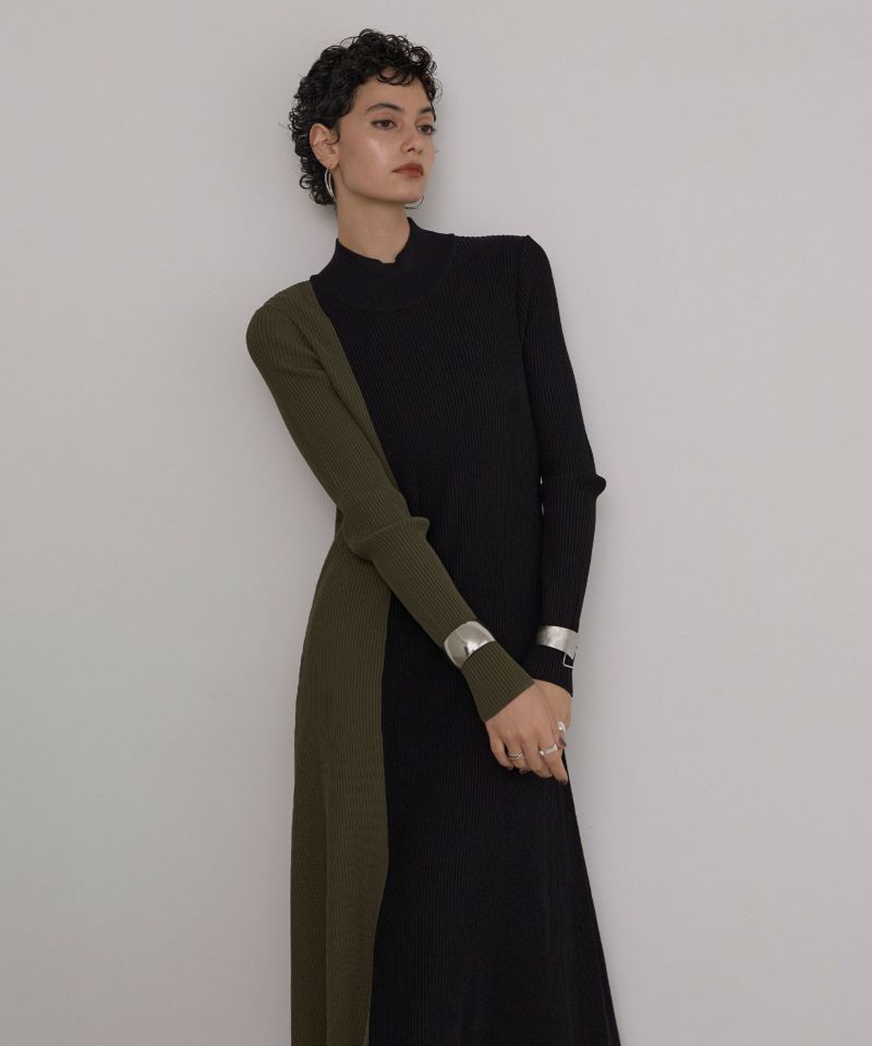 Bicolor Lean Knit Dress | MIELI INVARIANT