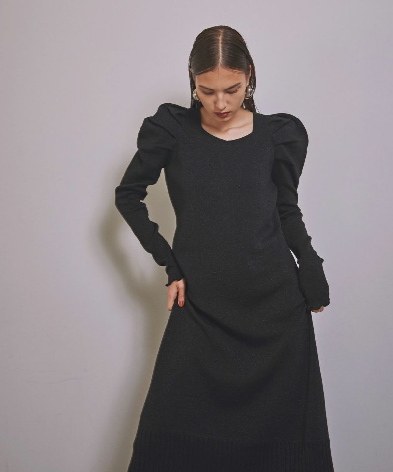 Glitter Tuck Knit Dress | MIELI INVARIANT