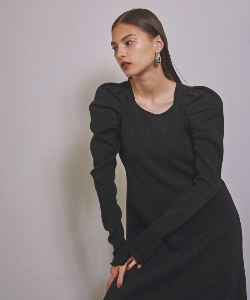 Glitter Tuck Knit Dress | MIELI INVARIANT