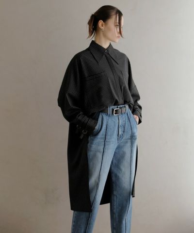 ＼半額SALE／ Shirt Box Asymmetry Pinst | INVARIANT MIELI トップス