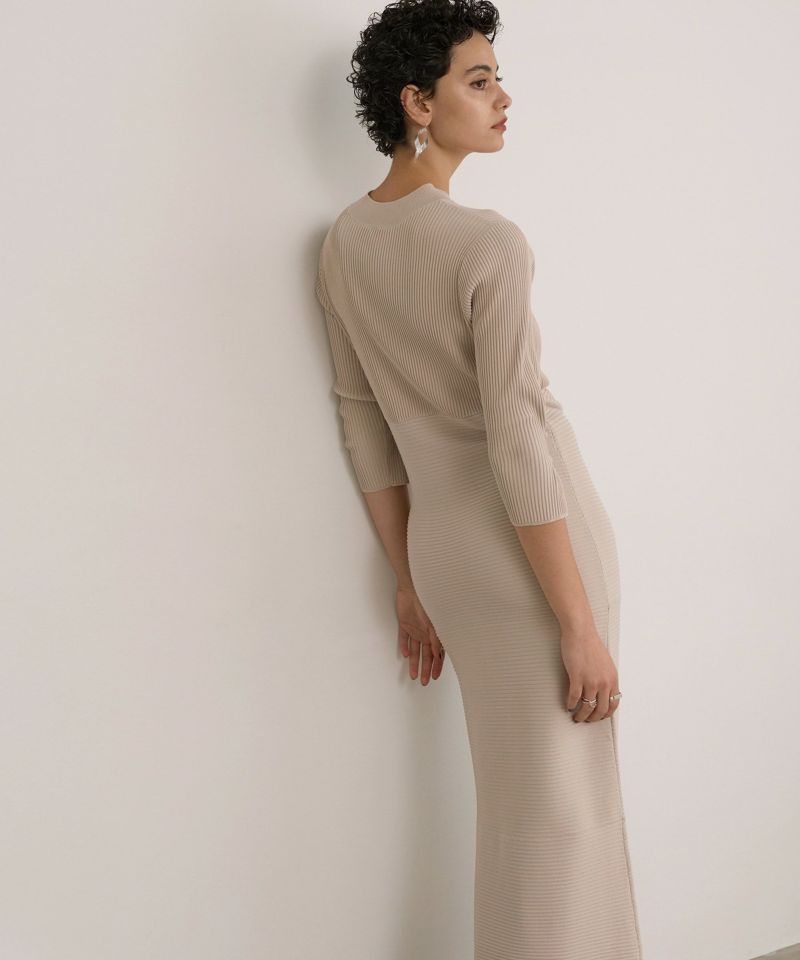 HONEYS - ボリューム袖　ニット　MIELI INVARIANT ロングドレス Wrap Layer Asymmetry Dress | MIELI INVARIANT
