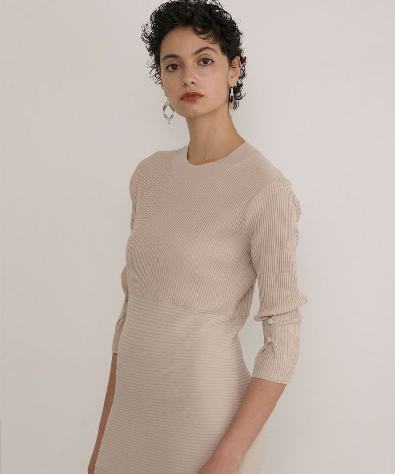 Plump Contrast Knit Dress | MIELI INVARIANT