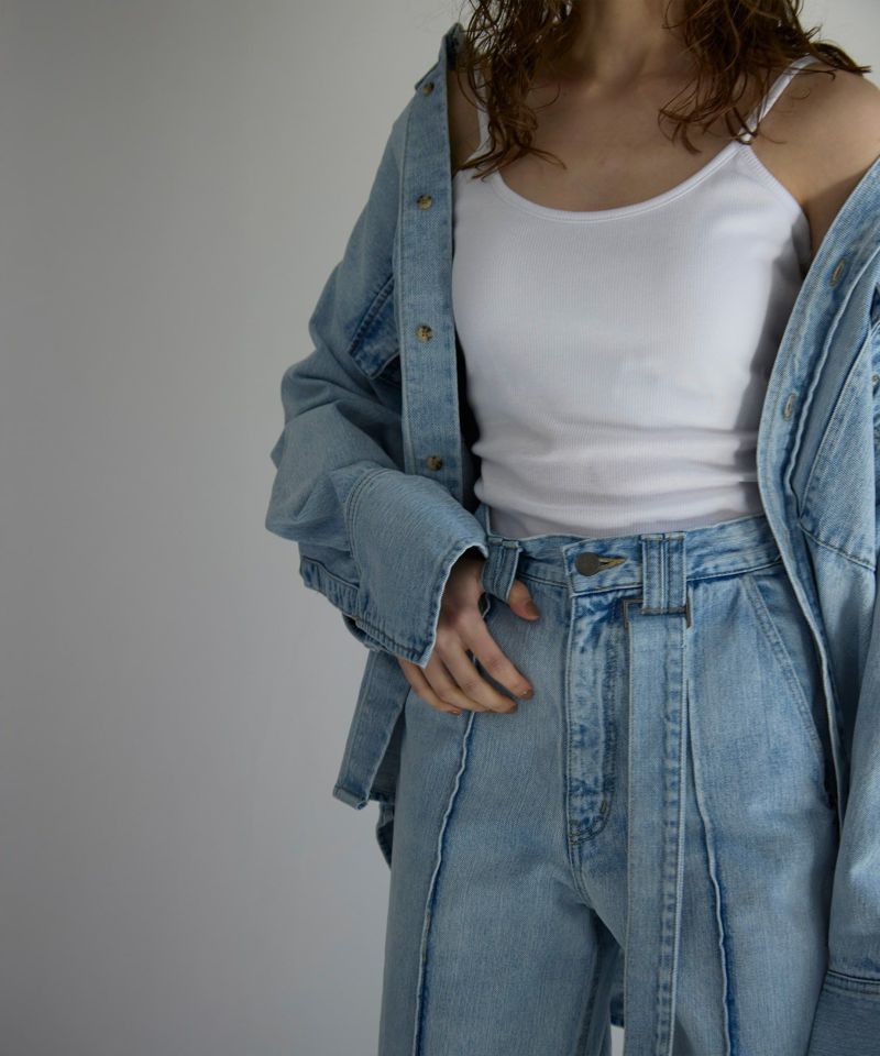 ICE Bleach Pintuck Semiwide Jeans | MIELI INVARIANT