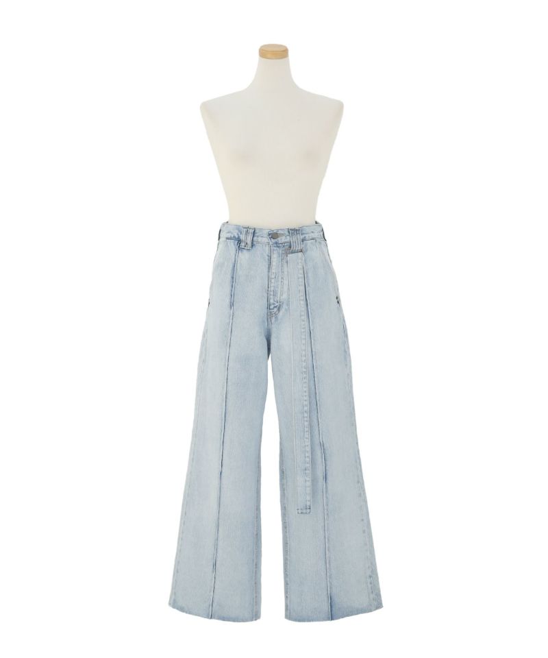 ICE Bleach Pintuck Semiwide Jeans | MIELI INVARIANT