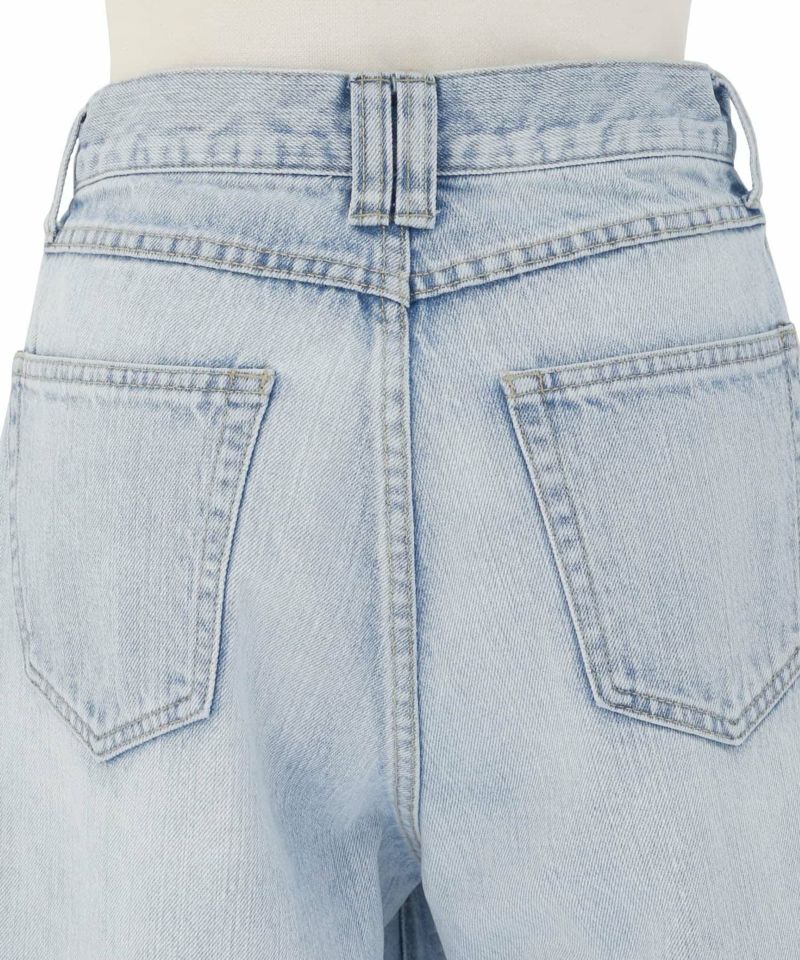 R‼️MIELI INVARIANT ICE Bleach denim ICE Bleach Pintuck Semiwide Jeans | MIELI INVARIANT